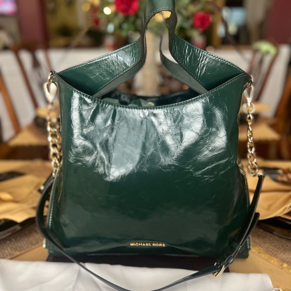 Michael Kors Green Handbag with gold hardware